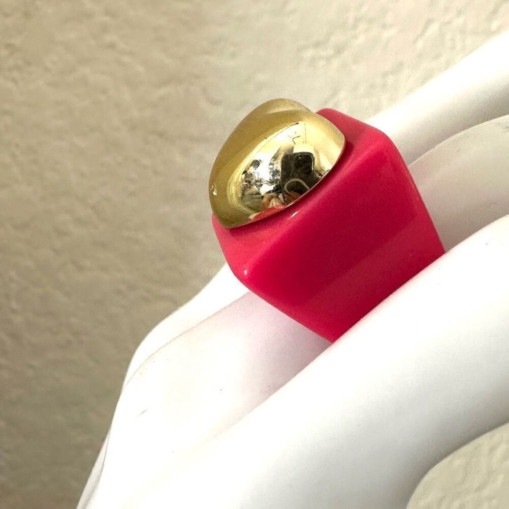 Pink gold tone heart cocktail ring - Picture 6 of 7